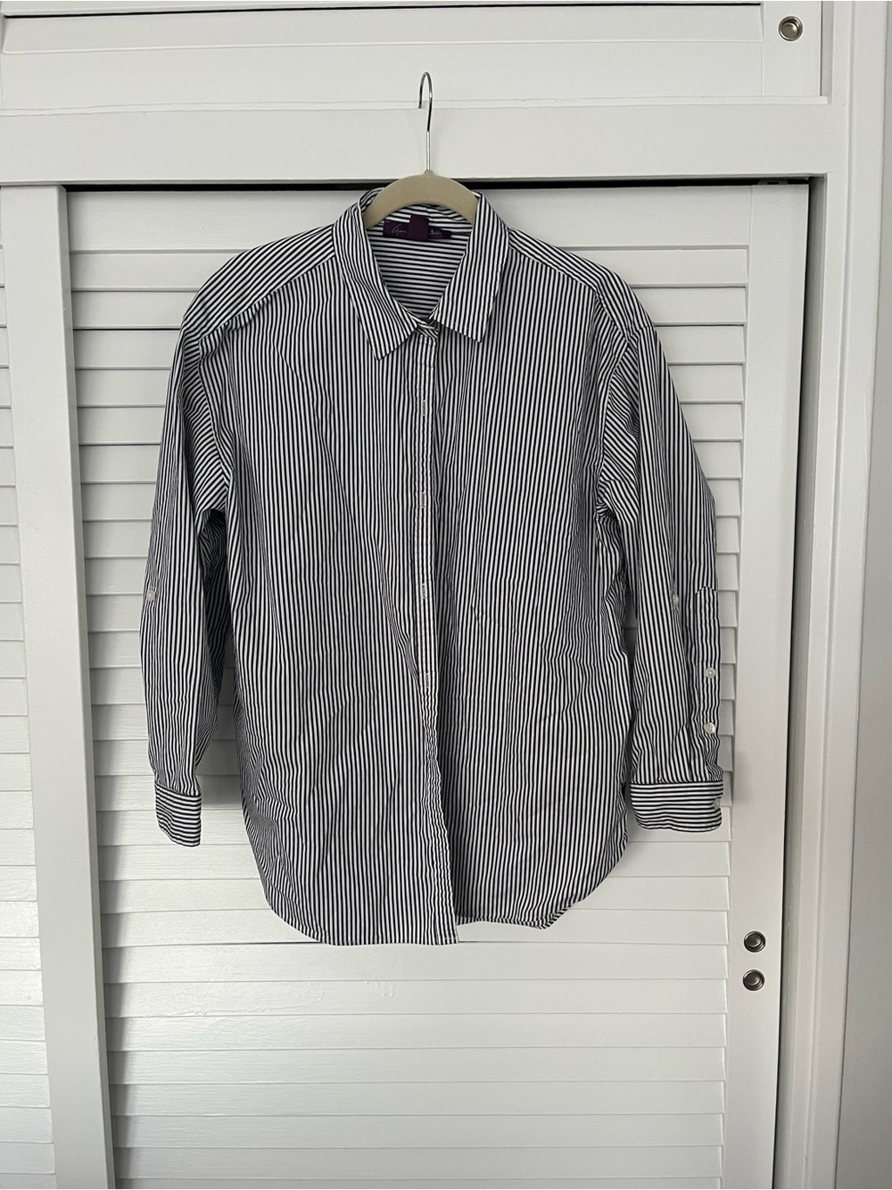 Gloria Vanderbilt Black & White Striped Button-Down Blouse